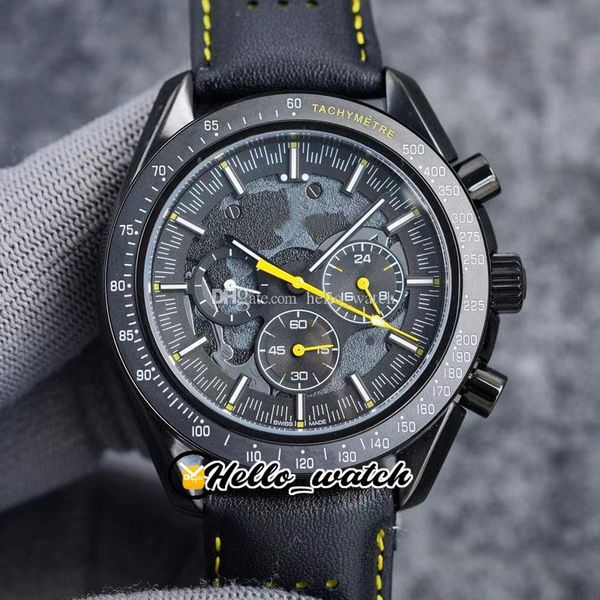 

44mm Apollo Commemorative Edition Watches Dark Side Moon 311.92.44.30.01.001 Quartz Chronograph Mens Watch PVD Black Steel Leather Strap HWOM top quality luxury watch