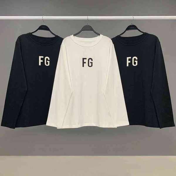 

2022 new luxury trendy brand fashion brand fog high street season 6 main line fg rich reverse wear long sleeve t-shirt men's and women&, Black