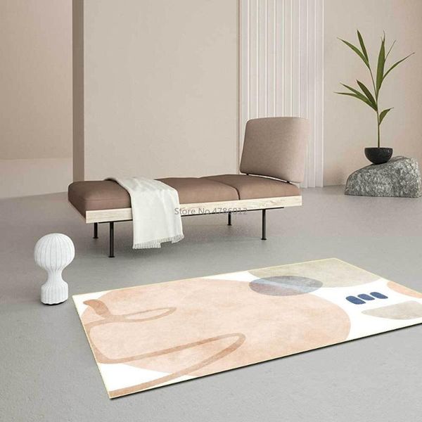 

carpets nordic abstract geometric fresh morandi light pink white imitation cashmere living room bedroom bedside non-slip carpet