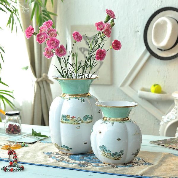 

vases fashion white ceramic chinese architectural landscape vase flowers modern dining table counterflower basin decoration