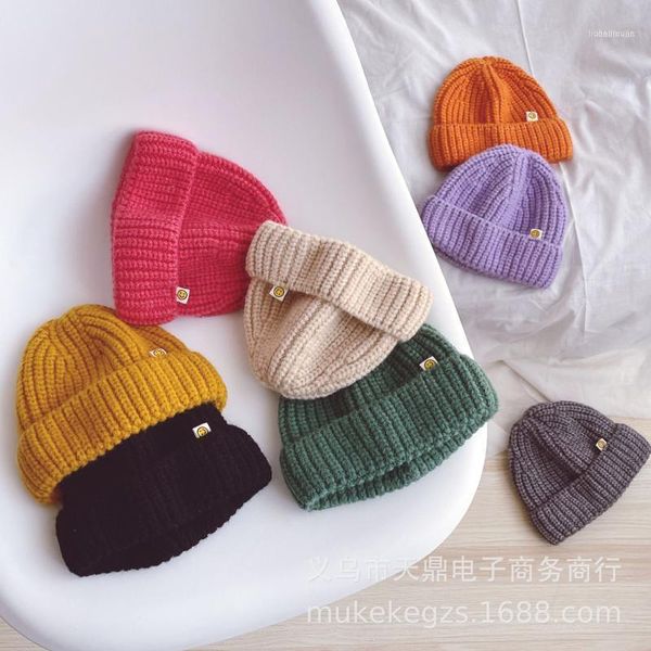 

caps & hats 2021 baby autumn and winter knitted hat boys girls woolen girl toddler unisex1, Yellow