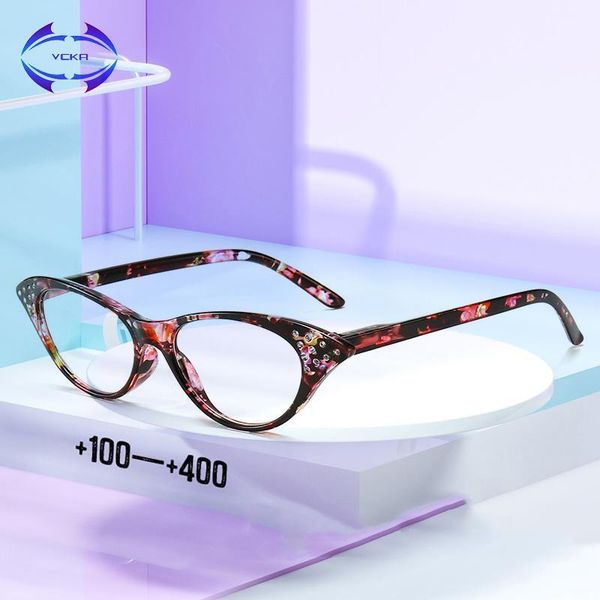 

cat eye women reading glasses magnifier eyewear tr90 luxury diamond clear presbyopic light weight diopter +1.0 to +4.0 sunglasses, White;black