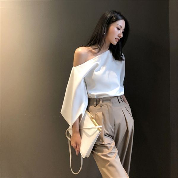 

skirt enegant woman's clothes shirt 2021 fashion blouses off the shoulder, Black
