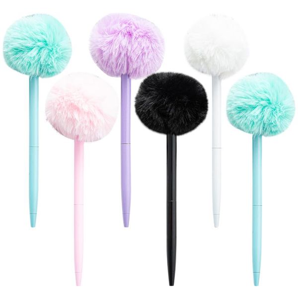 

ballpoint pens 20pcs/lot selling promotional kawaii bow pom shape plush pen fancy for girl with custom logo, Blue;orange