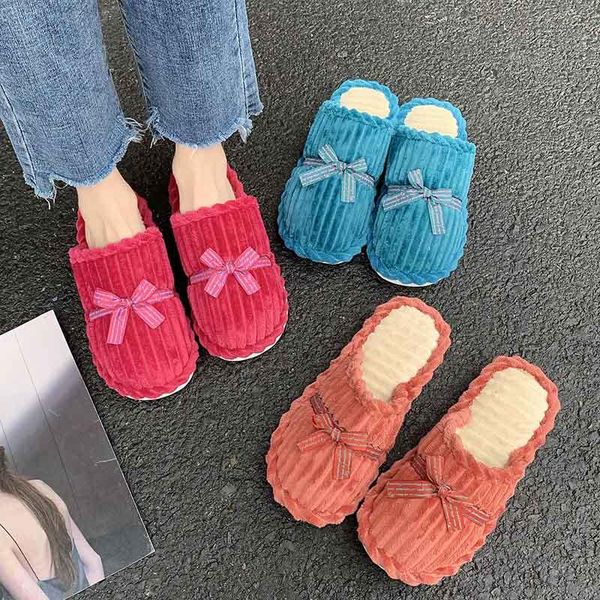 

slippers home women indoor winter fur ladies slipers warm shoes woman 2021 flat femme chanclas mujer plus size 45, Black