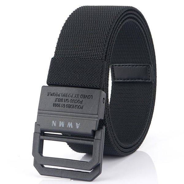 

belts 2021 fashion leisure elastic belt inner light metal security men's double ring buckle adjustment, Black;brown