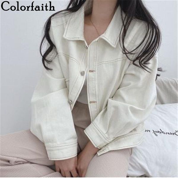 

women's jackets colorfaith 2021 autumn winter fashionable pockets cargo retro oversized vintage wild lady short jk701, Black;brown