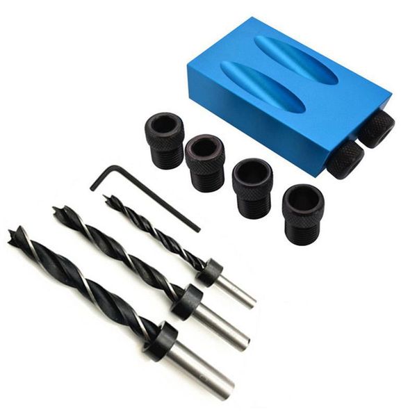 

professional drill bits 14pcs 15 angle woodworking guide positioner kit 6/8/10mm oblique hole locator drilling jig clamp