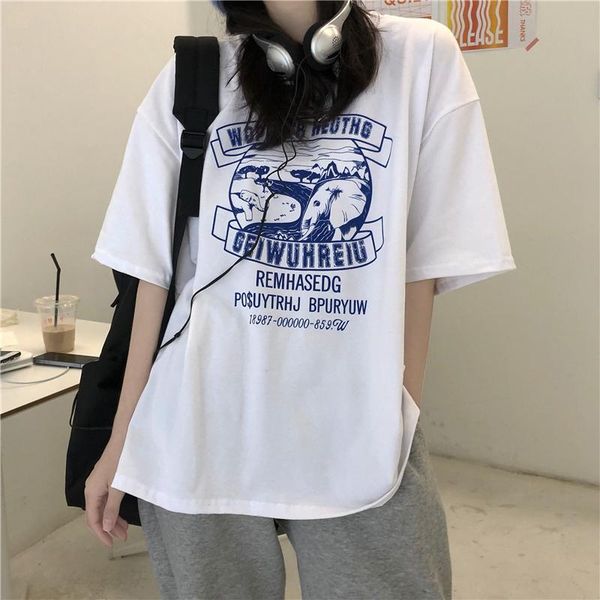 

women's t-shirt ytx1512 women summer korean style loose super fire niche short-sleeved simplicity and leisure, White
