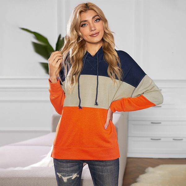 

autumn and winter contrast color hoodie women's loose long sleeve t-shirt 2533338, Black