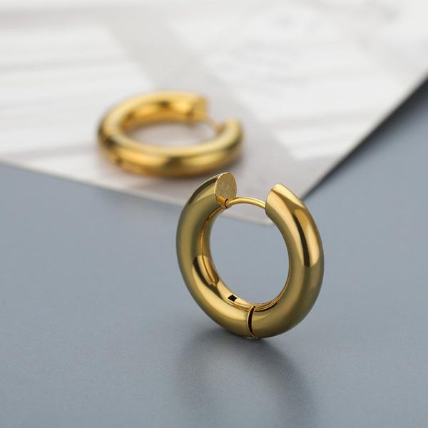 

hoop & huggie tiny earrings for women minimalist round circle stainless steel gold silver color huggies ear rings steampunk accessories, Golden;silver