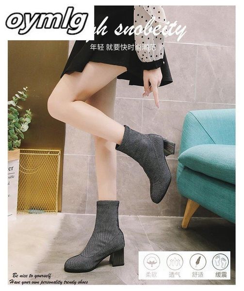 

boots women's winter pump booties ladies pointed thick with shallow boots women comfortable warm high heel mujer w86 eo05, Black