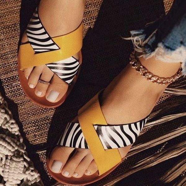

slippers 2021 women summer rome sandals beach serpentine open toe ladies cross strap shoes female slides flat flip flops, Black
