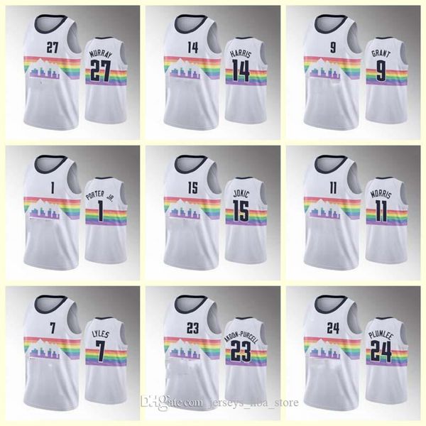 

men denver nuggets jamal murray nikola jokic harris basketball jerseys any player pressing custom basketball jerseys, Black;red