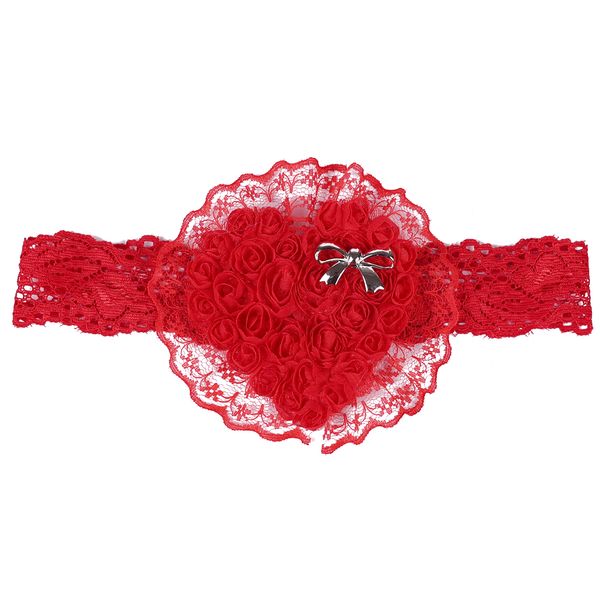 Baby Stirnbänder Mädchen Valentinstag Hairbands Kinder Elastische Herz Spitze Kopfschmuck Kinder Bow Headwear Haarschmuck Wkha28