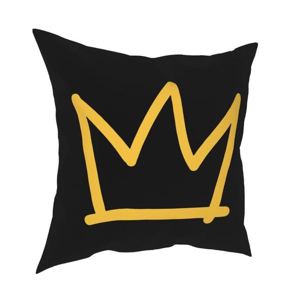 

pillow case golden crown pillowcase printed polyester cushion cover decorative basquiat home zipper 45x45cm