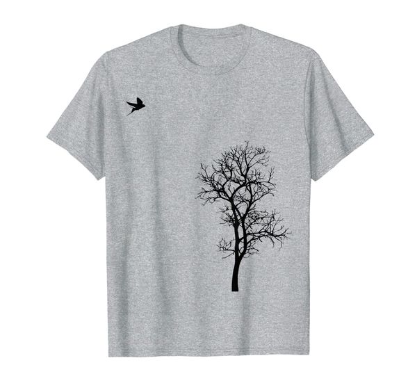 

tree and bird natural swallow black graphic t-shirt t-shirt, White;black