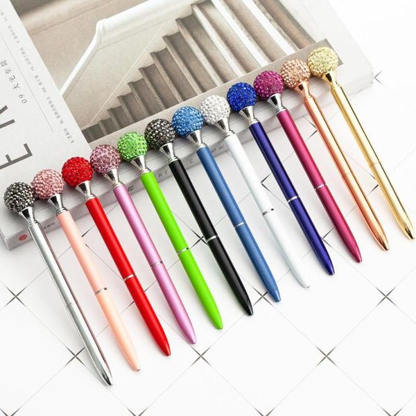 

ballpoint pens 24 pcs/lot big diamond ball metal pen cute rotary business office school writing supplies, Blue;orange