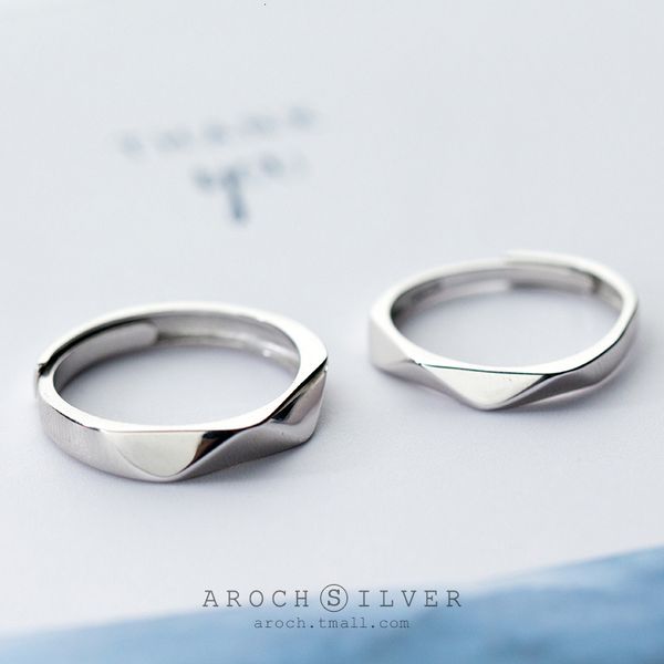 

s925 silver diamond cut open male female couple ring j1987