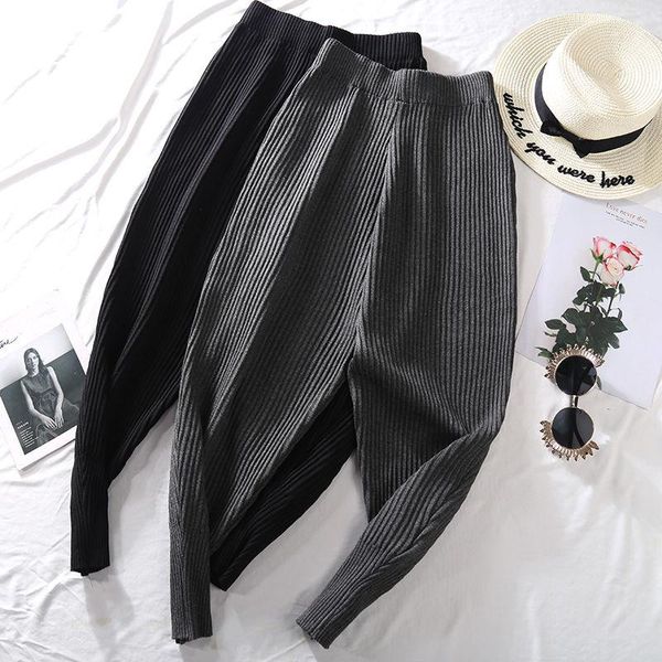 

women's pants & capris harem spring korean knit loose casual sports all-match nine-point sweatpants women, Black;white
