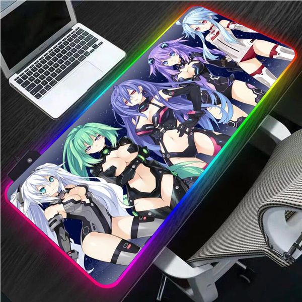

mouse pads & wrist rests anime neptune girl rgb computer keyboard pad kawalili gaming accessories led pc notebook home office usb mat