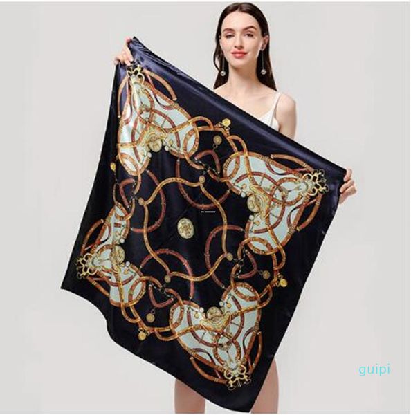 

shawls lady silk square scarf print designer scarves large fashion and wrap women bangdana female headkerchief foulard summer, Blue;gray
