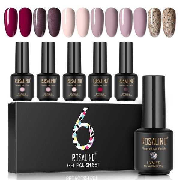 

nail gel rosalind polish hybrid varnishes 8ml semi permanent soak off all for manicure nails art design long lasting, Red;pink