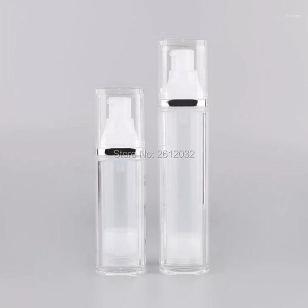 

storage bottles & jars 30ml 50ml empty airless pump square acrylic portable vacuum cosmetic treatment lotion cream travel bottle