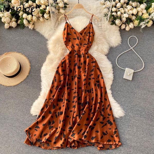

vintage print holiday long womens dresses high waist hip a line vestidos summer v neck sleeveless camis robe slim, Black;gray