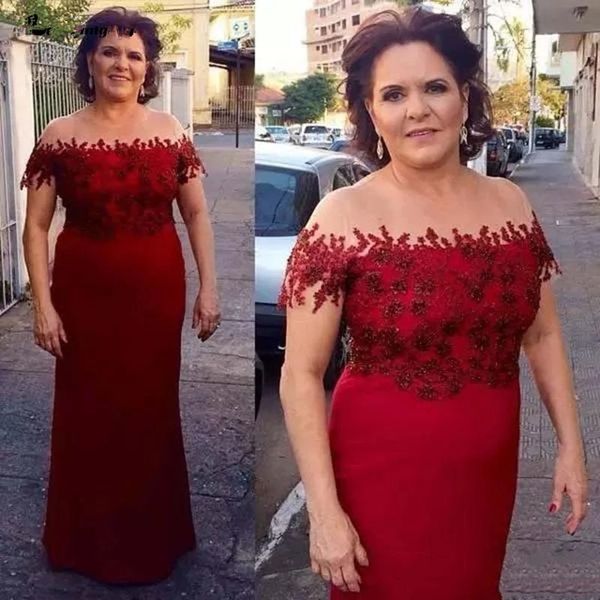 

sheath mother of the bride dress for weddings plus size beading short sleeve satin floor-length robe soirÃ©e mariage, Black;red