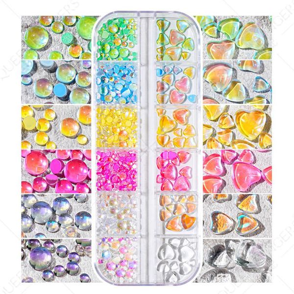 

nail art decorations mix sizes mermaid symphony beads magic pearl aurora glitter crystal decoration rhinestones manicure ornaments, Silver;gold