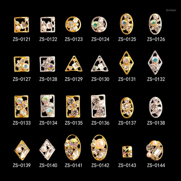 

10pcs nail art elegant shapes gold silver alloy with pearls jewelry rhinestones for tips decorations1, Silver;gold