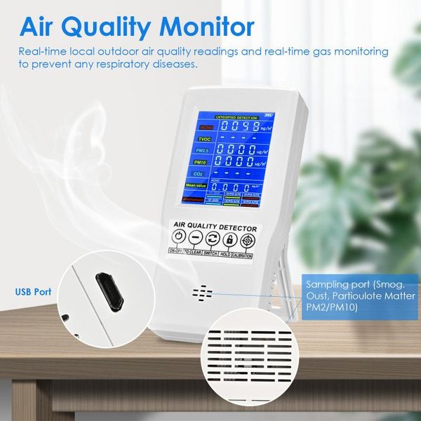 

air quality monitor accurate tester for co2 formaldehyde tvoc pm2.5/pm10 pro multifunctional gas detector home electric coffee grinders