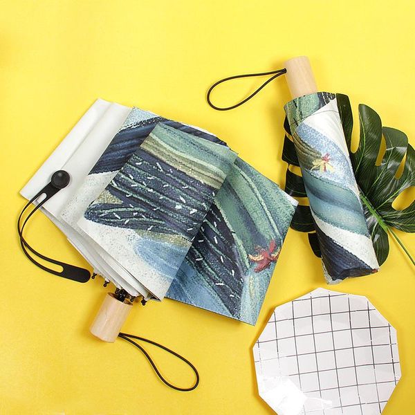 

umbrellas parasol women men umbrella five-fold portable folding rain and sun dual-use automatic