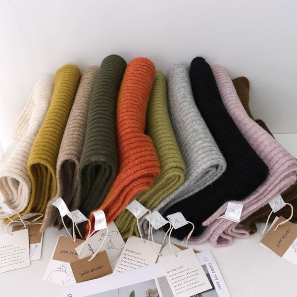 

scarves arrival autumn winter students korean style warm pure color stripe knitting scarf for women fashion, Blue;gray