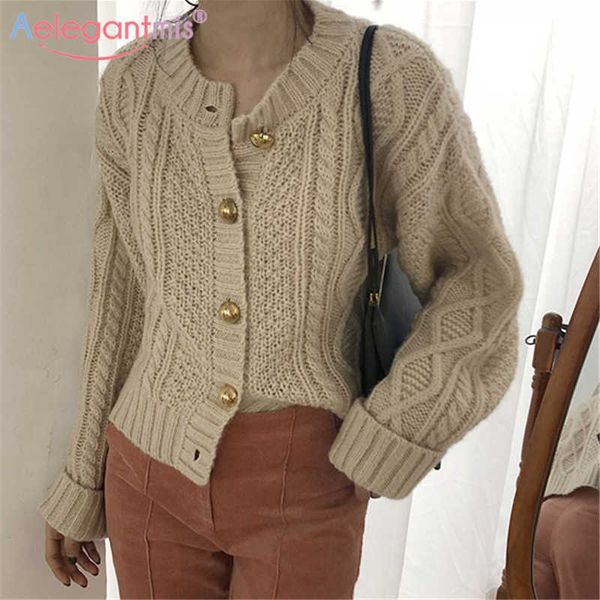 

aelegantmis button design casual loose women solid v neck twist cardigan sweater korean elegant female knit daily chic 210607, White