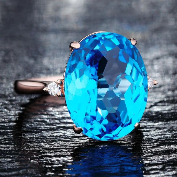 

cluster rings moonrocy rose gold color blue purple crystal cz ring oval party jewelry wholesale for women girls gift drop, Golden;silver