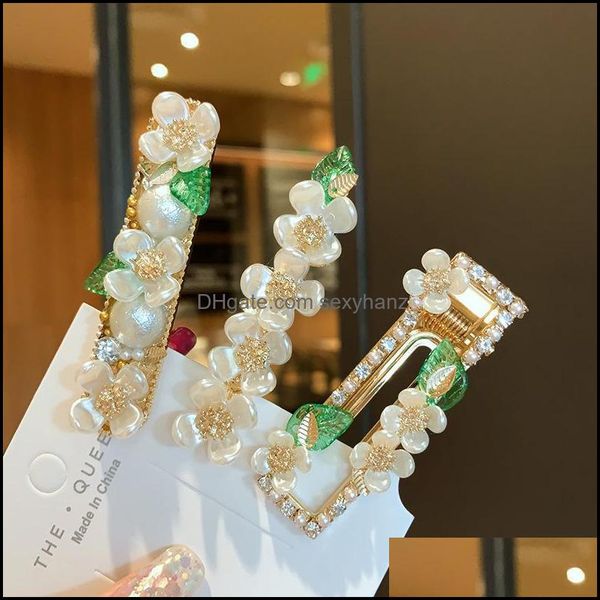 

jewelry hair clips & barrettes korean retro golden sweet fairy flower pearl hairpin french wild metal duckbill clip headdress suitable for d, Golden;silver
