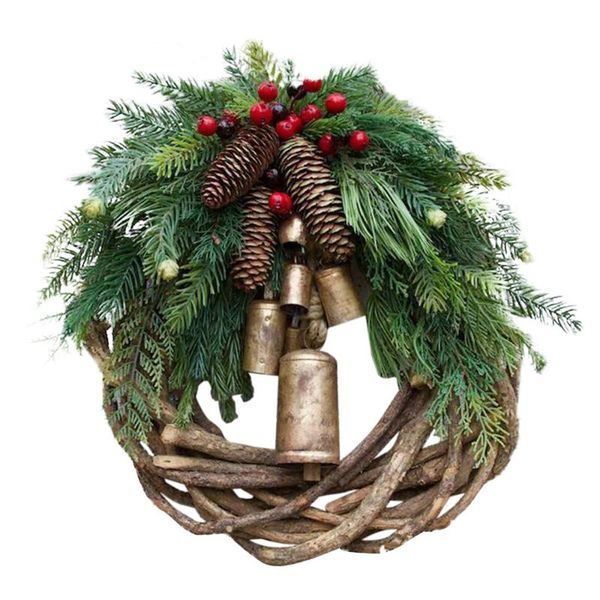 

decorative flowers & wreaths 30cm christmas wreath ring decorations red pine cones dried door garland handmade xmas