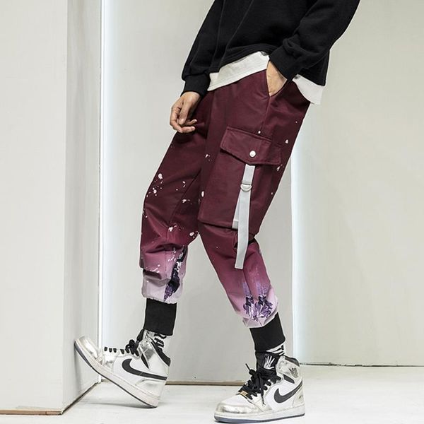 

harajuku fashion street wear pants men ankle length stylish sweatpants drawstring joggers ropa para hombre spring men's, Black