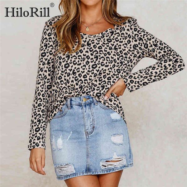 

casual long sleeve female leopard blouse women tees autumn femme ladies shirt clothes plus size s-xl 210508, White