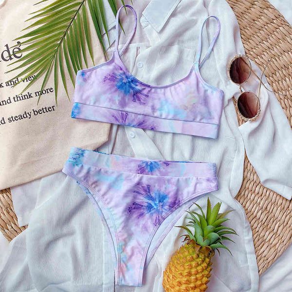 

dragon print tie dye female swimsuit high waist 2021 women swimwear two-pieces bikini set bandeau bathing suit swim ladying