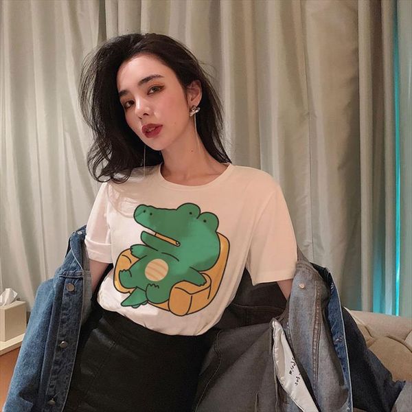 

Summer And Womens Kawaii Cartoon Mens T Shirt Animal Pattern Printing Harajuku Cute Casual Fashion Women, White;black