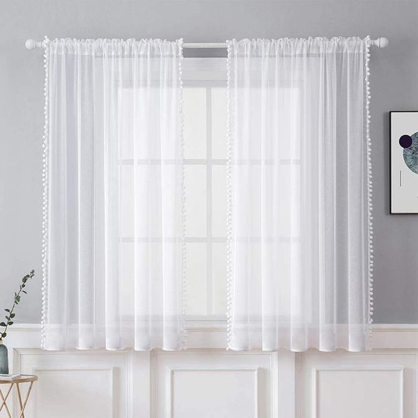 

curtain & drapes fashion solid sheer durable curtains semi-sheer light filtering polyester window rustic home decoration supplies
