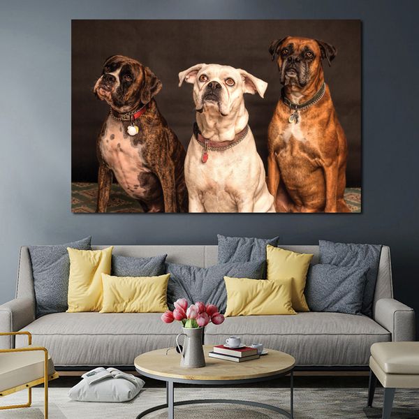 Cani Thress Poster E Stampe Animali Tela Pittura Wall Art Immagini Per Soggiorno Modern Home Decor NO FRAME