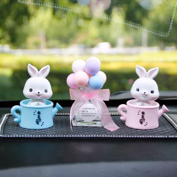 

interior decorations car ornaments cute resin kettle shaking head figurine doll little pink automobiles dashboard decor accessories