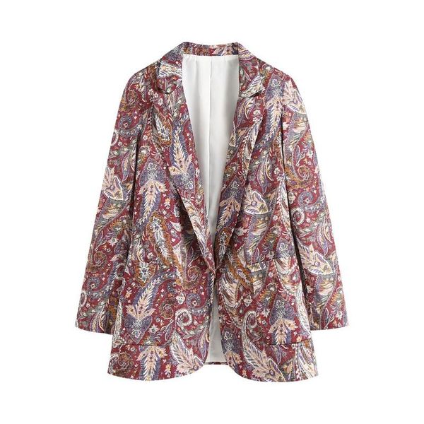 

long sleeve leisure blazer coat ladies casual pockets open stitch outwear 2021 fall women chic printing suit streetwear women's suits, White;black