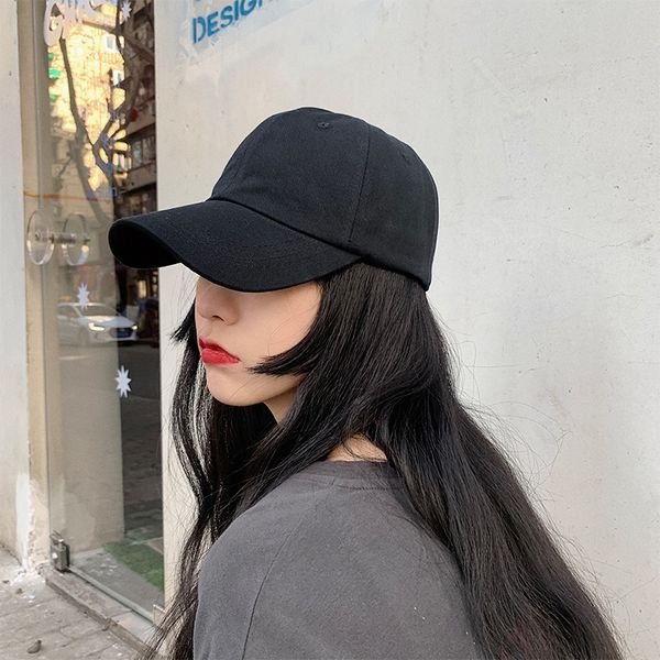 

black american soft baseball hat female summer korean face small wide brim cap sunscreen male, Blue;gray