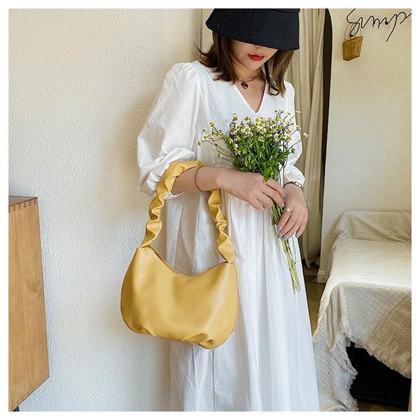 

evening bags small fresh ins fold bag soft leather large capacity one-shoulder armpit 2021 simple fashion