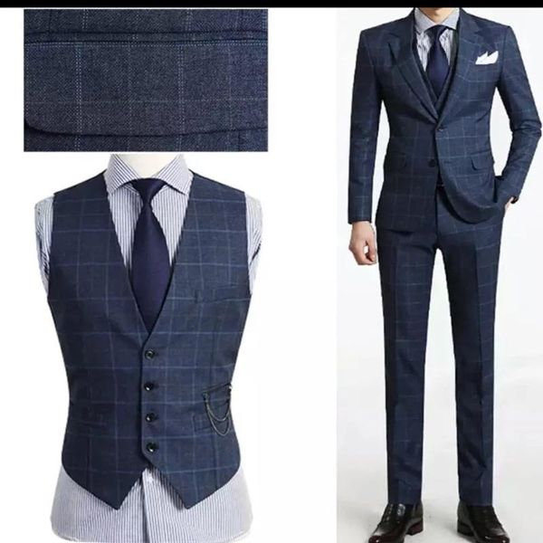

men's suits & blazers 2021 fashion design grid striped slim fit business wedding 3 pieces suits(jacket+vest+pant), White;black